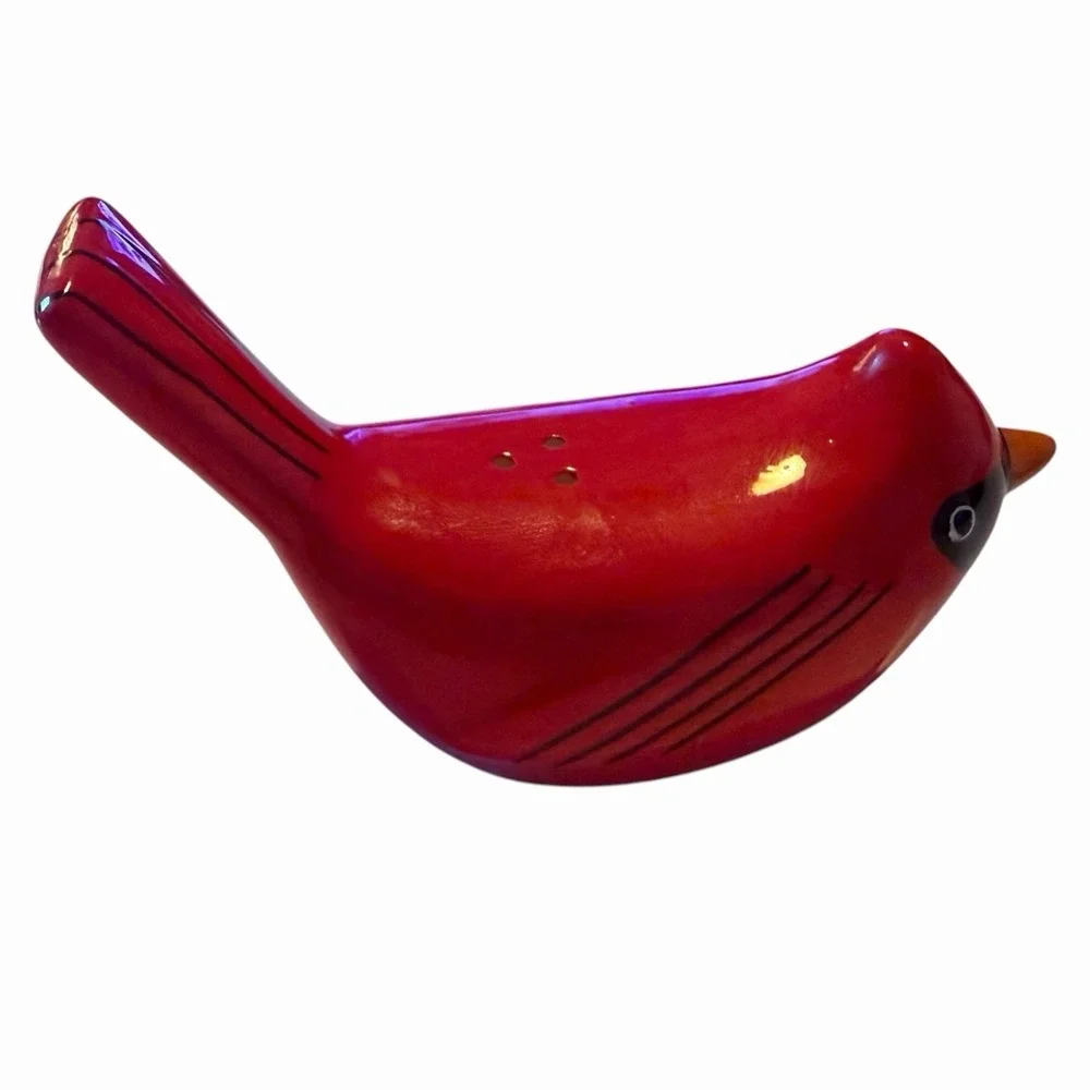 Cardinal Bird Salt & Pepper Shakers Red Ceramic Pair Cottage Farmhouse Decor